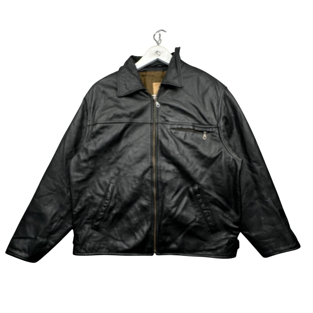 GLD Georgetown Leather Design Racer Cafe Full Zip Jacket Mens Medium Buckle